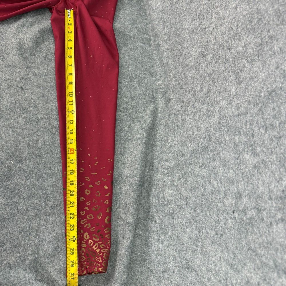PEACH Leggings Womens Medium Red Gold Made in USA Active Yoga‎ Workout Stretch - Picture 7 of 10